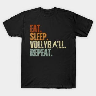 Eat Sleep Volleyball Repeat Kids Adult Retro Vintage T-Shirt